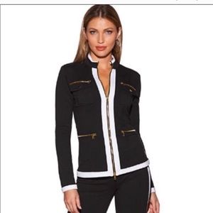 Boston Proper black white blazer military jacket